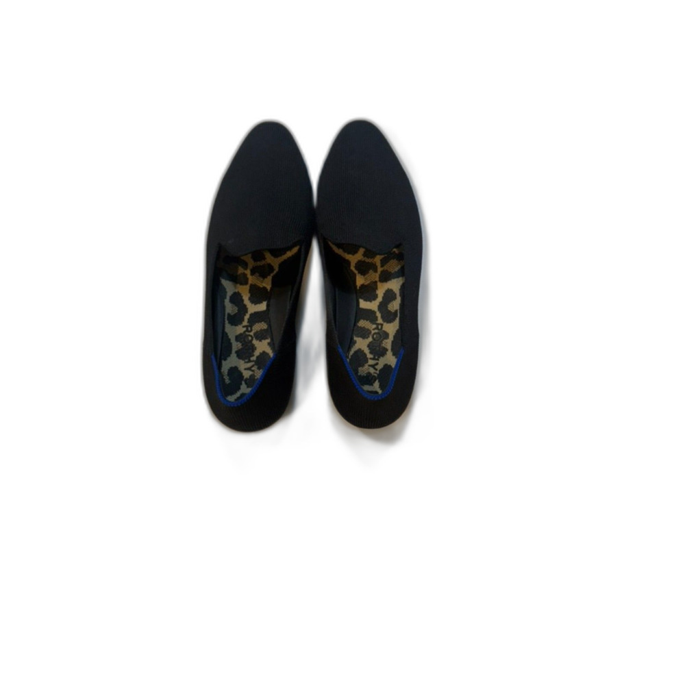 Rothy's The Loafer Black Knit Slip-On Flat Leopard Insole Size 6.5